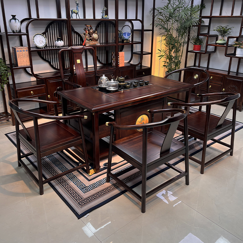 新中式茶桌客厅阳台家用办公室两用禅意茶桌椅多功能一体泡茶桌