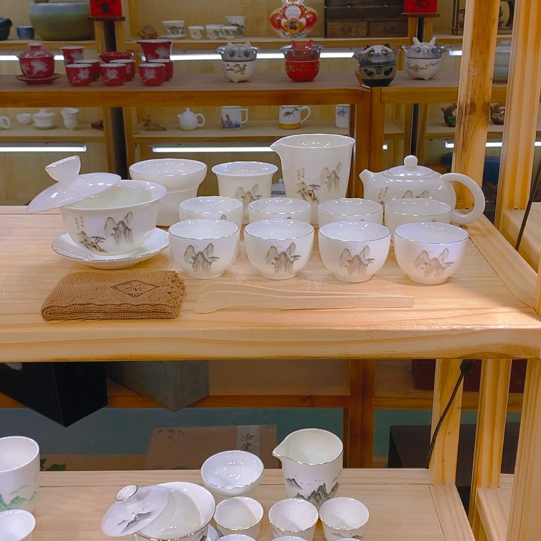 【不止】羊脂玉瓷茶具套装