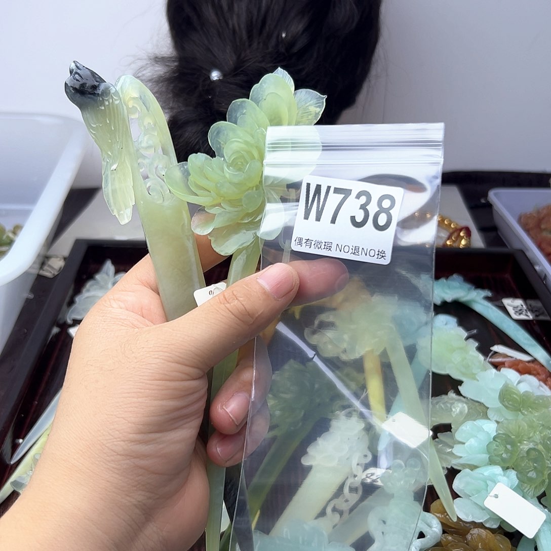 蛇纹石玉合金发饰冷