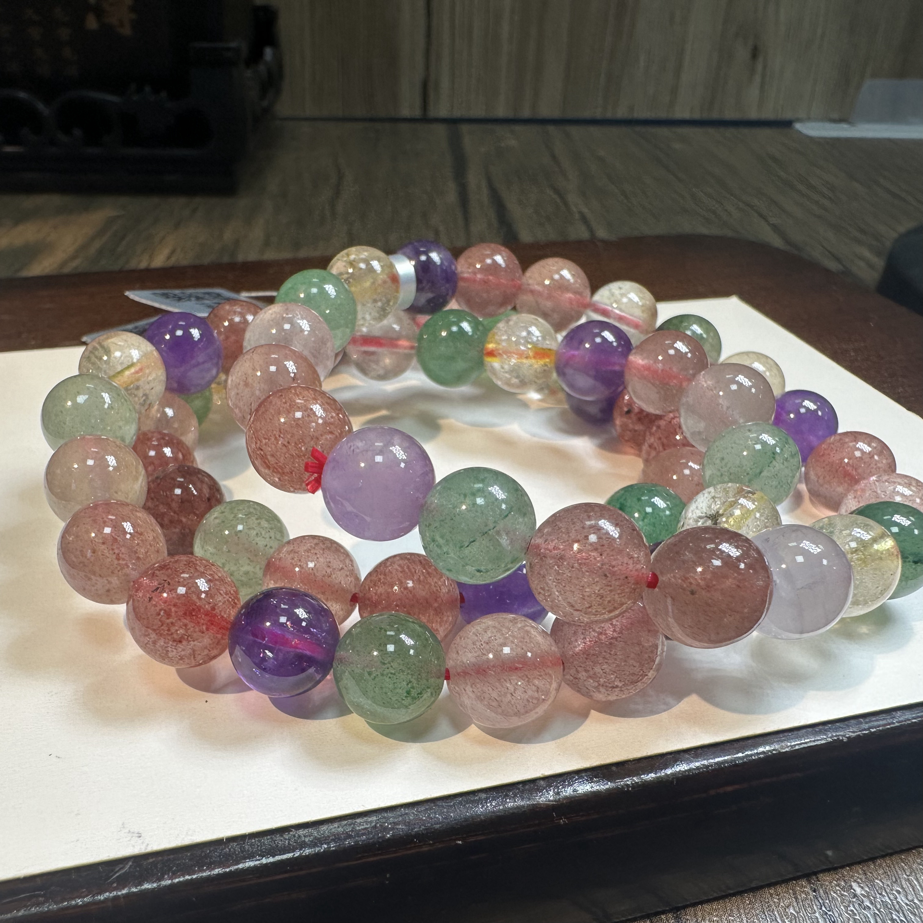 【书记甄选】天然五彩草莓晶单圈手链 多样性发一件 约9mm 1057LA