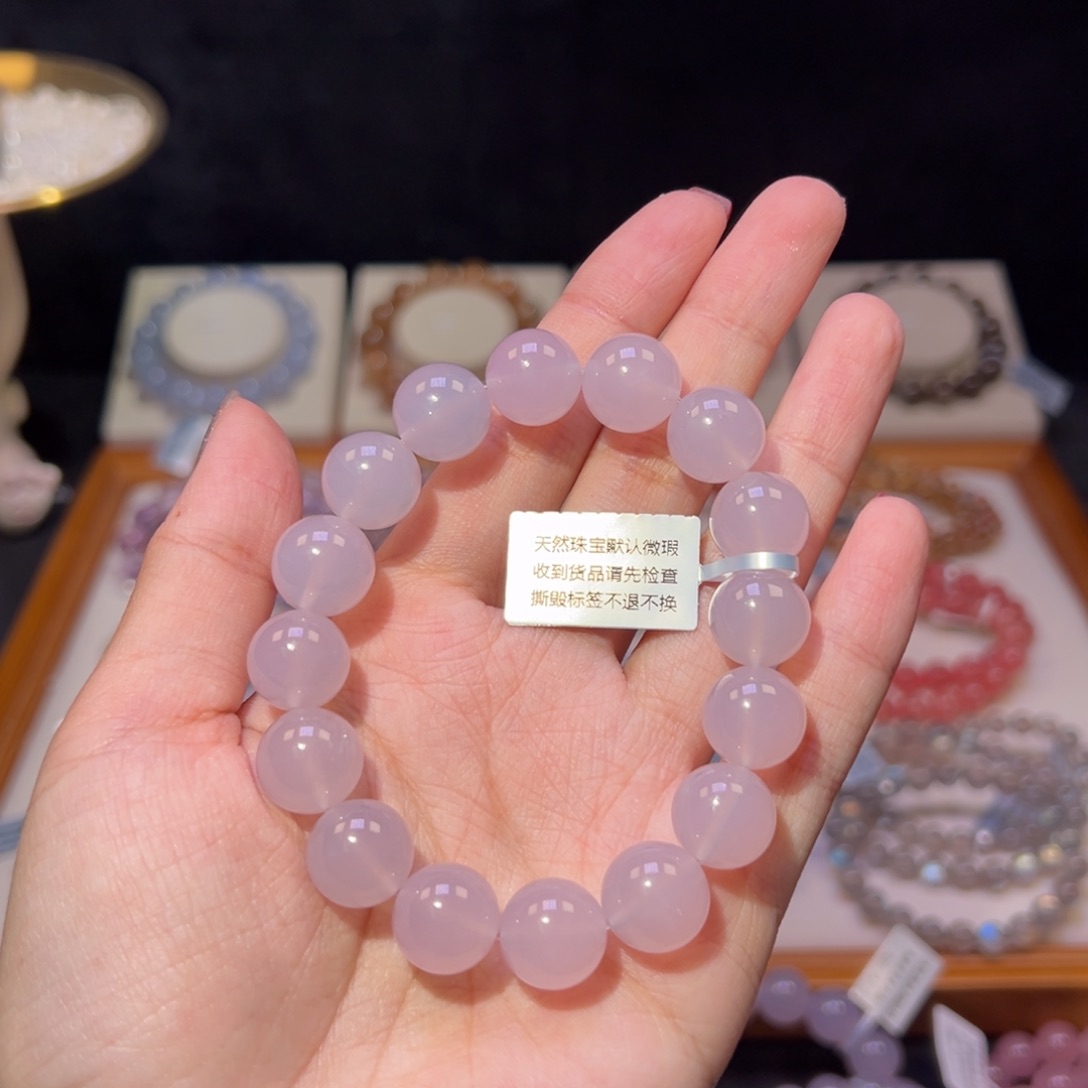 水晶手串未镶嵌11m紫罗兰色老矿马粉