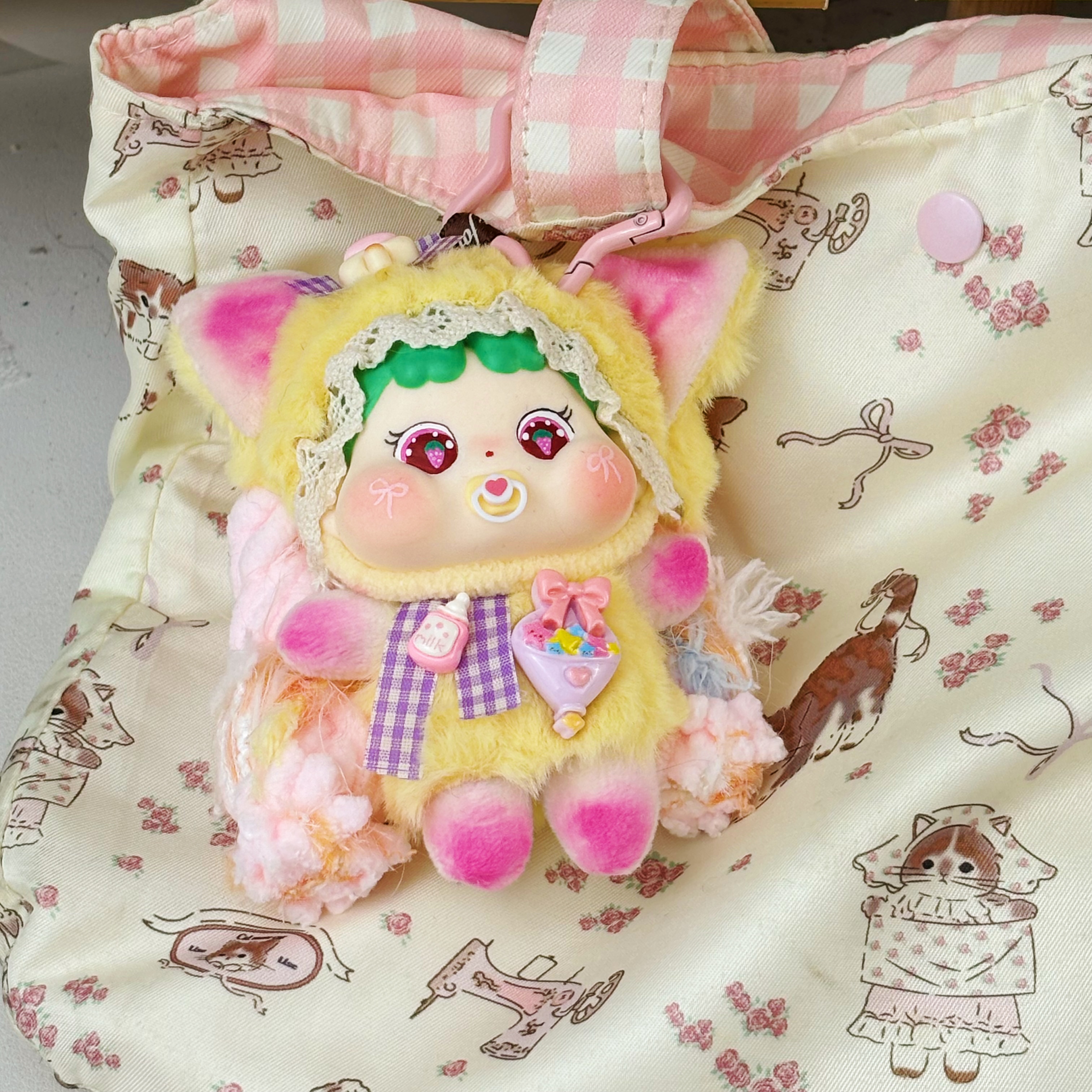 【超重工包挂】纯手绘黏土+手工布艺娃衣 秋冬时尚布艺娃娃DIY包挂