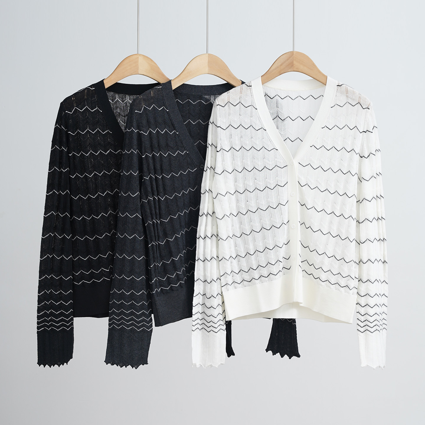 外贸早秋17.5微米80支极细美丽诺100%羊毛女士开衫 (251296)2845