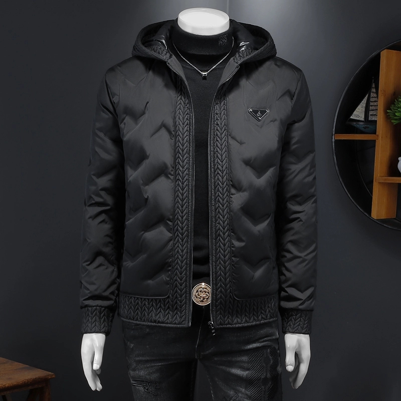 2025冬季男士加厚修身棉服潮流潮牌欧货时尚连帽麦穗外套
