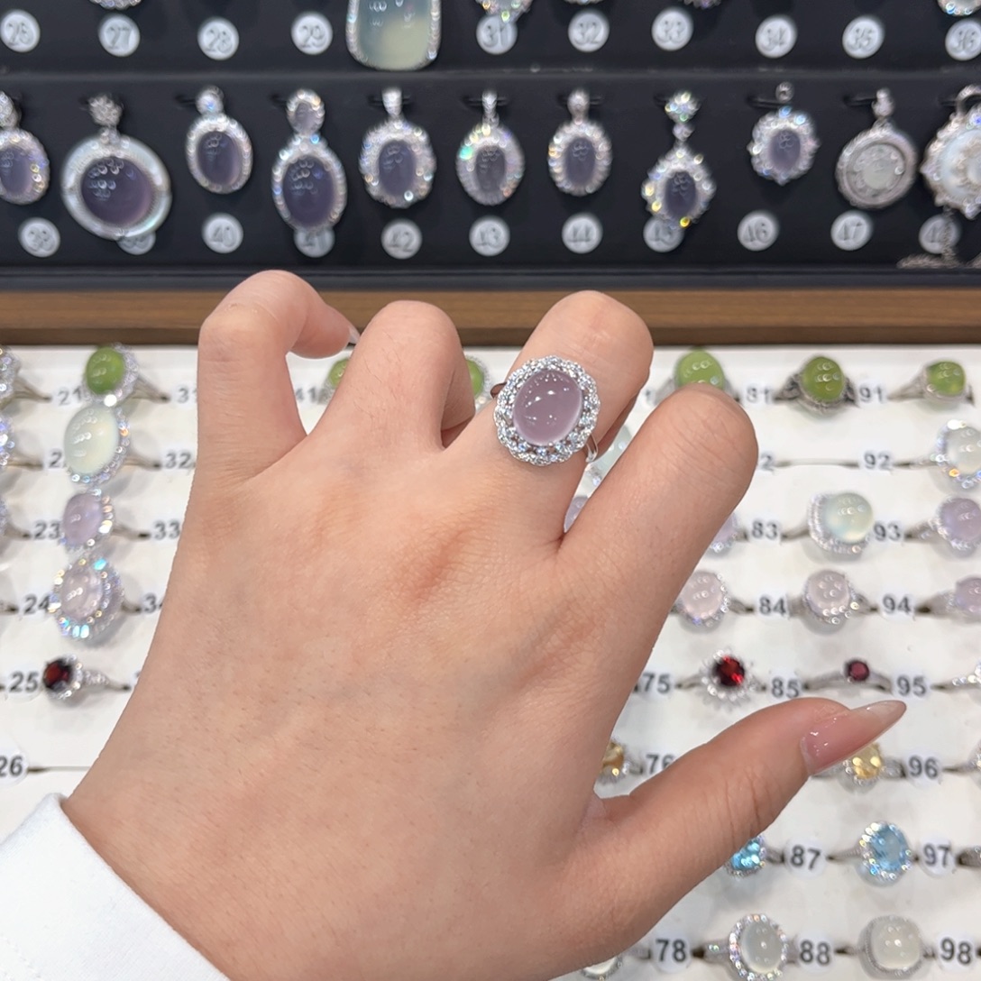 战***迪戒指银S925镶嵌萤石