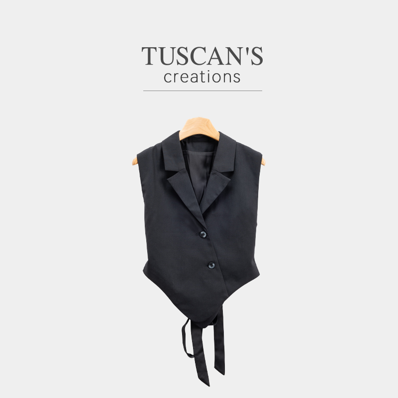 TUSCAN'S CREATIONS小众薄款马夹时尚女装口袋宽松型轻奢V领马甲