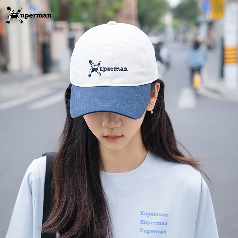 【专属链接】Xuperman拼接撞色鸭舌帽复古运动棒球帽宽帽檐