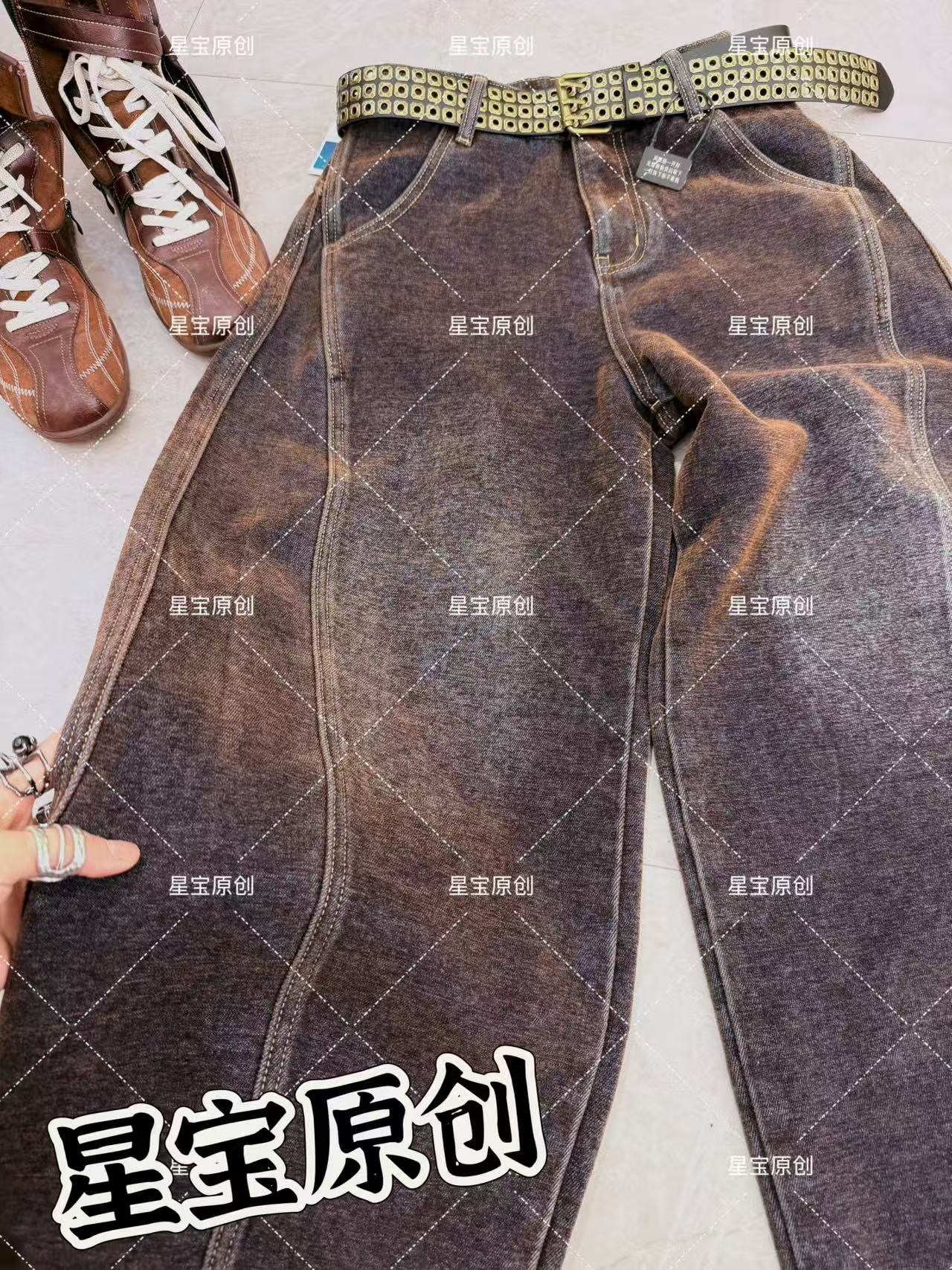 【星宝专属】2025冬季新款韩版气质百搭加厚休闲牛仔裤9122