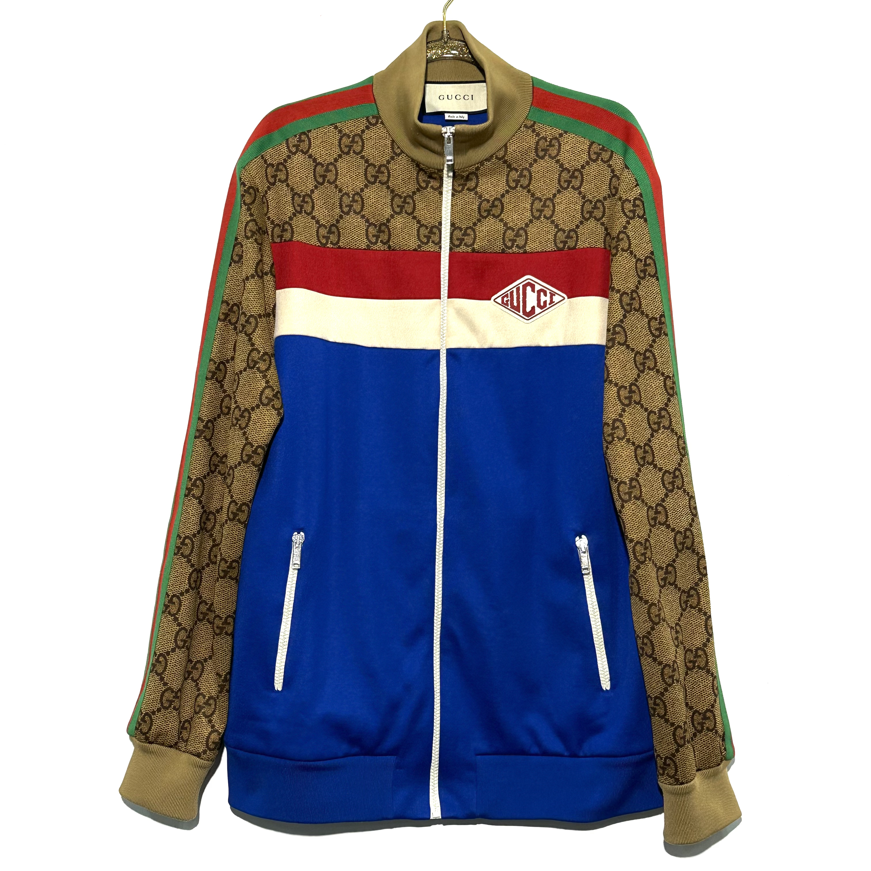 99新 GUCCI/古驰 M码 满印蓝色拉链外套 0605