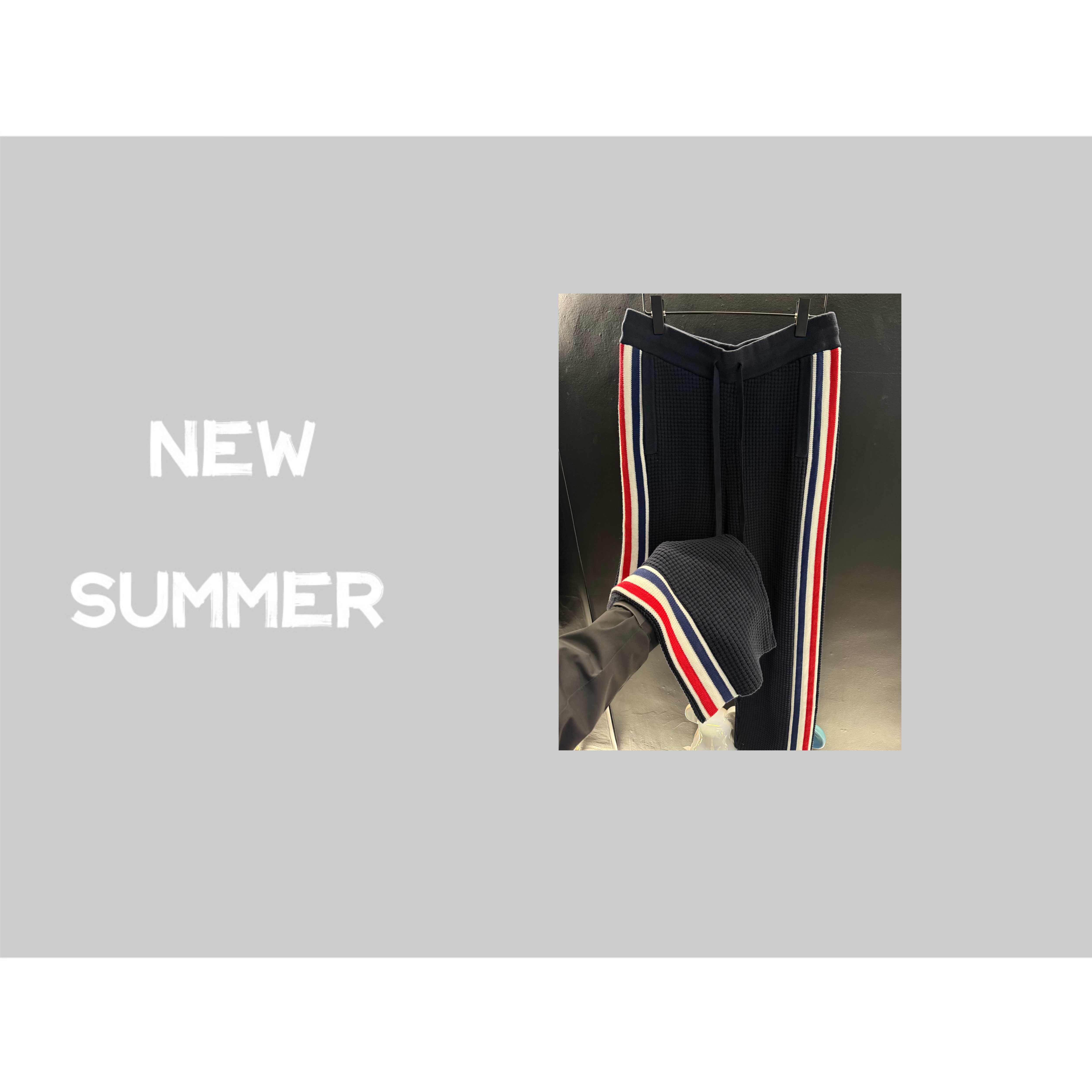 VOUTION（XX1142）25秋冬新款直筒华夫格设计三色拼色毛衣休闲裤