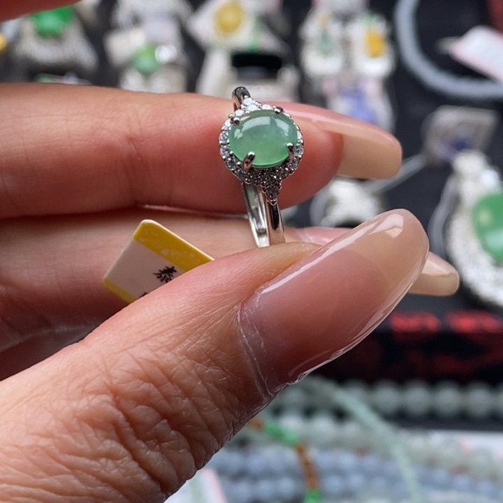 翡翠吊坠(不含链)银S925镶嵌戒指