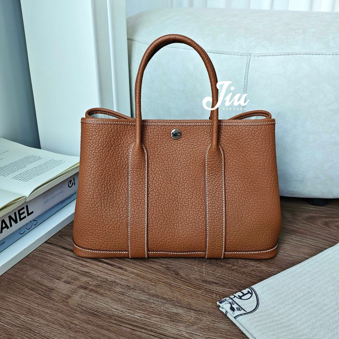 99新 Hermes/爱马仕 花园30金棕 U刻CG15-0014