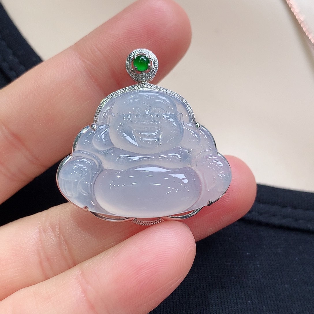 翡翠颈饰18K金镶嵌佛公