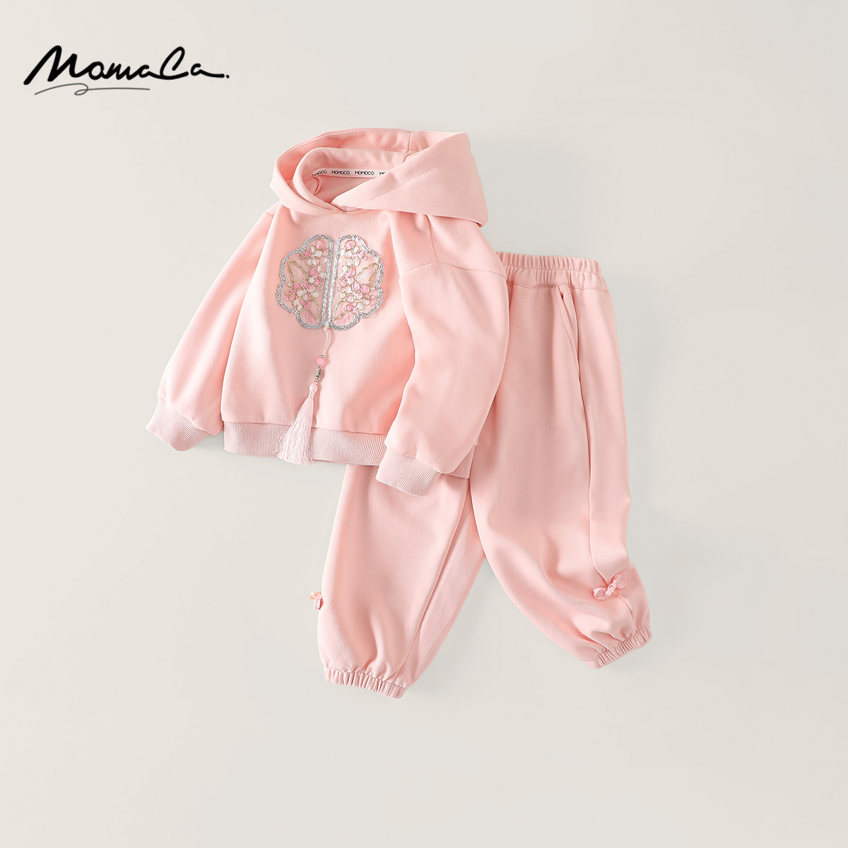 MOMOCO女童春秋款洋气时尚新中式开衫两件套77730580006