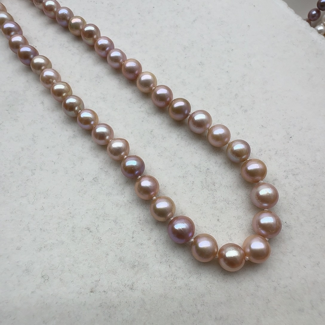 颈饰银S925镶嵌淡水珍珠8-9正圆