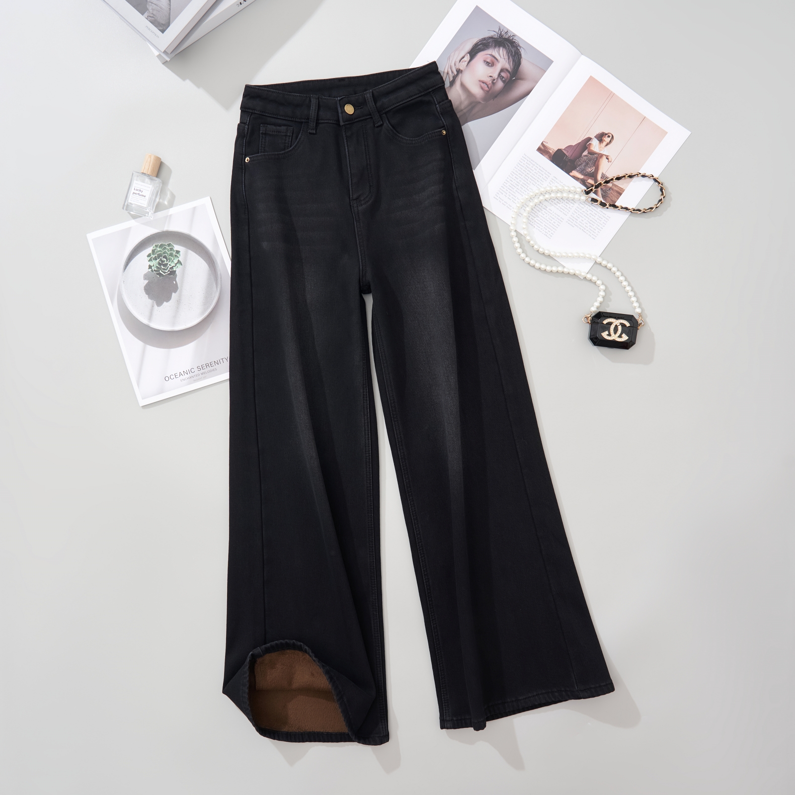 2026新款复古老钱风不贴腿微喇裤女柔软垂顺牛仔裤10072