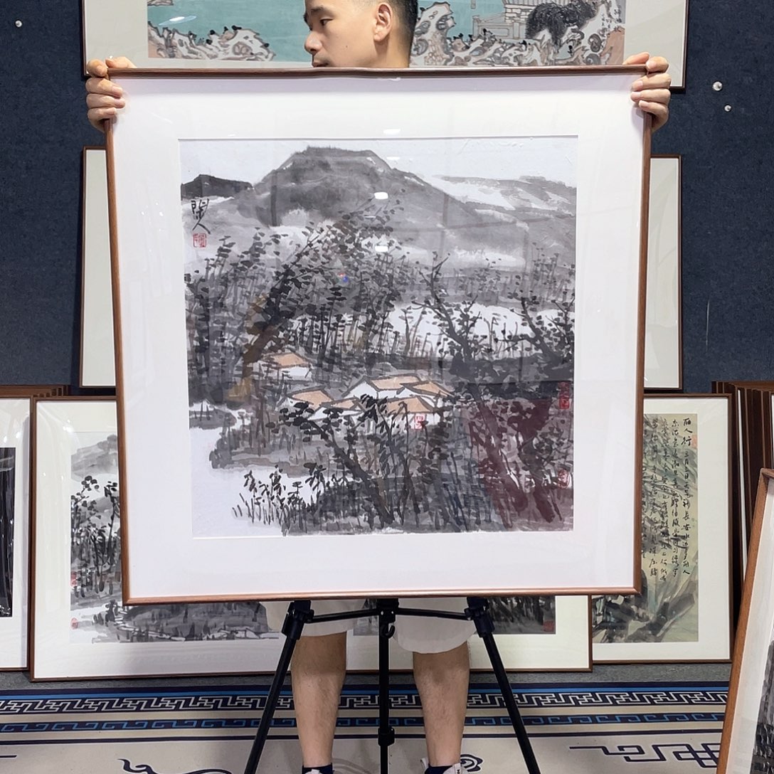 国画手绘画作品带框80/80