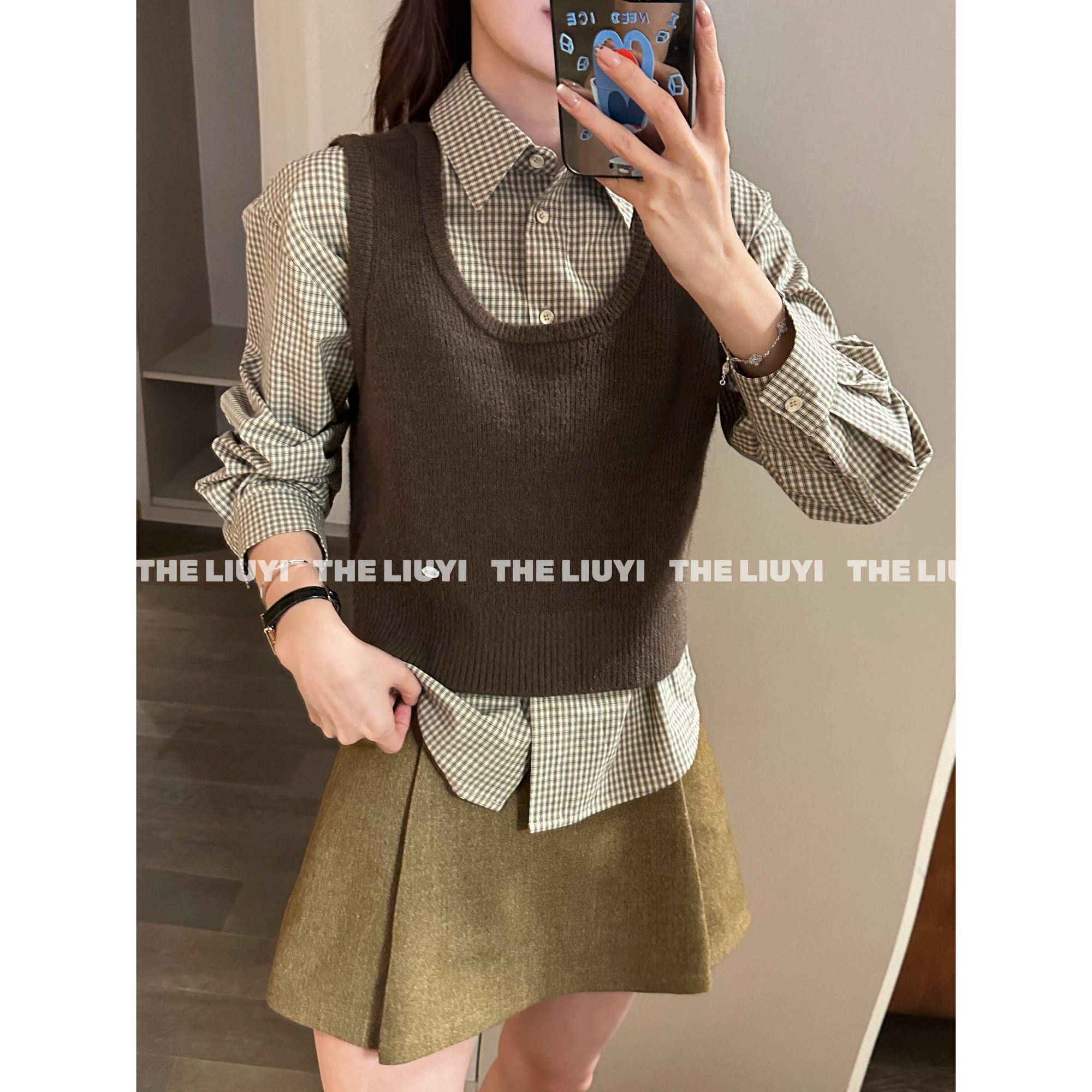 【LIUYI】时髦两面穿短款马甲580715