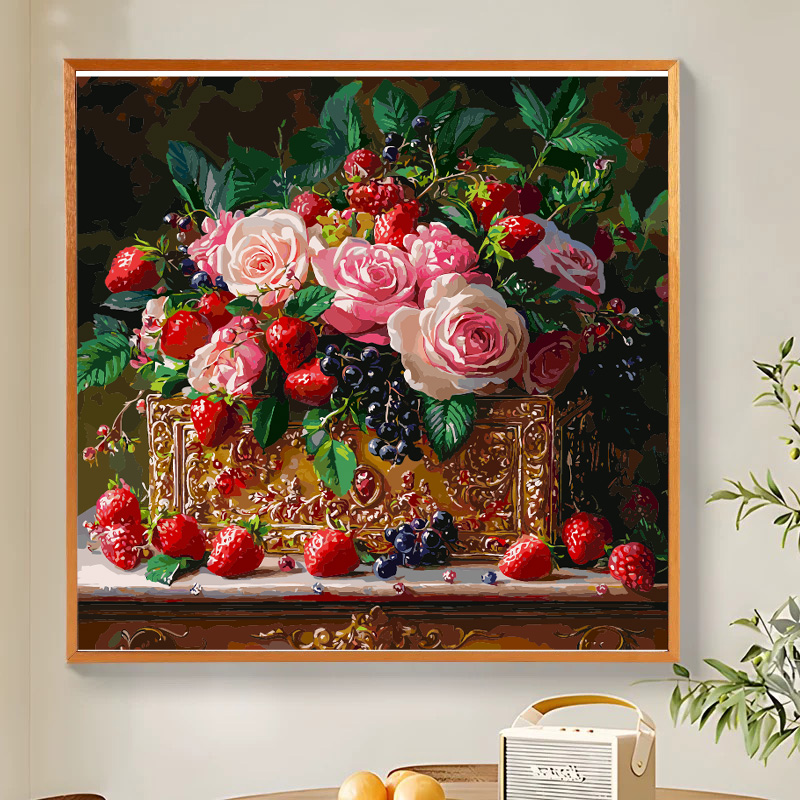 多色正方形|数字油画diy真心遮盖六代颜料礼物填涂色手绘油彩装饰