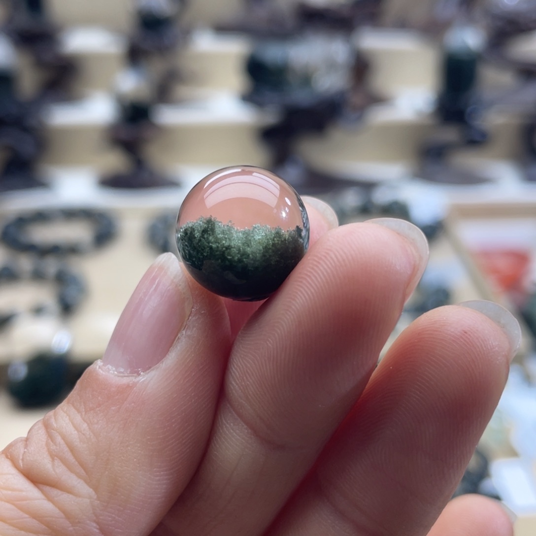 水晶颈饰未镶嵌绿幽灵聚宝盆单珠