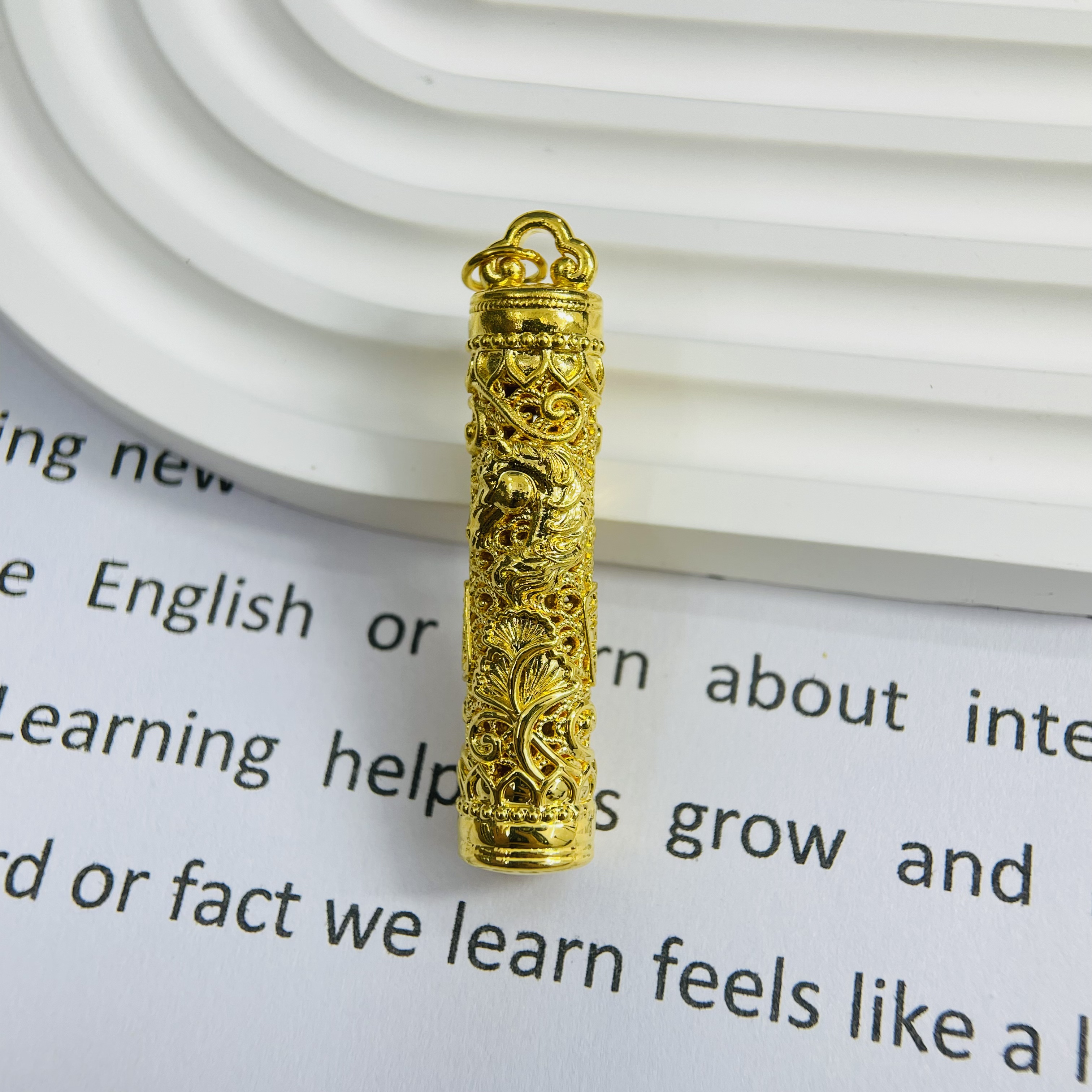 足金999吉言圆柱提溜黄金首饰配件DP3123-02890