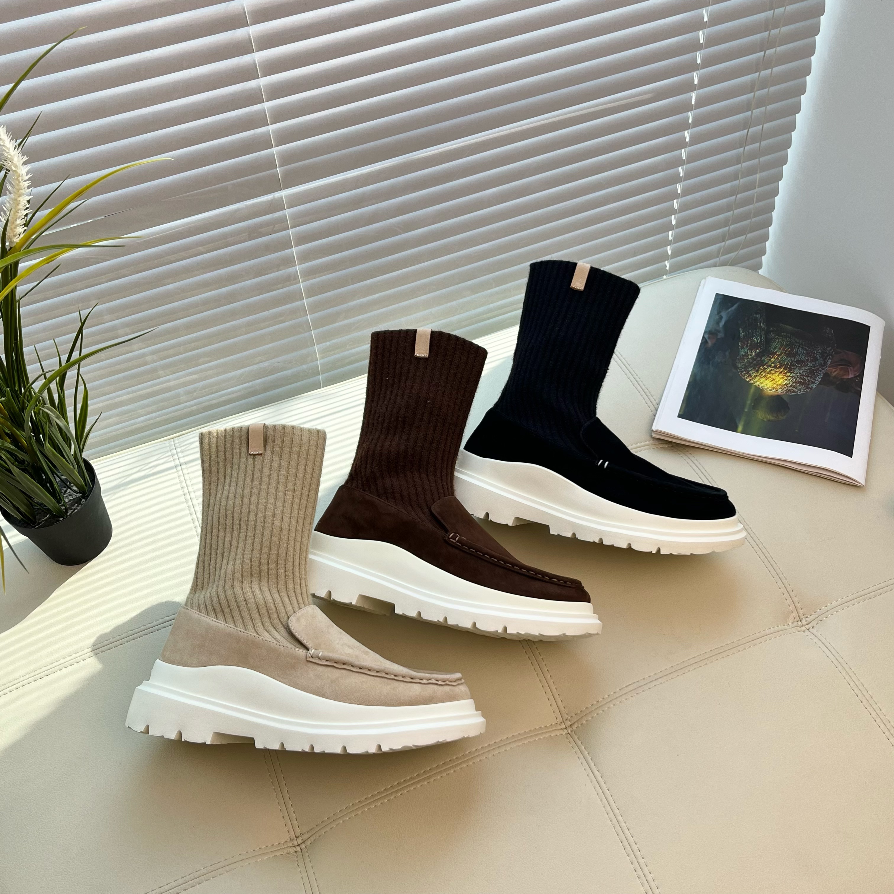 Eaglelyb · 休闲风短筒厚底套筒时尚袜子靴韩版弹力靴