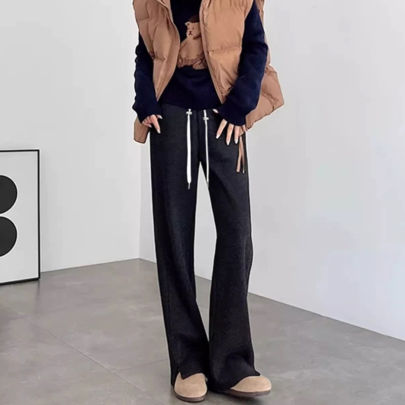 YY020秋冬孕妇黑灰色加厚直筒裤