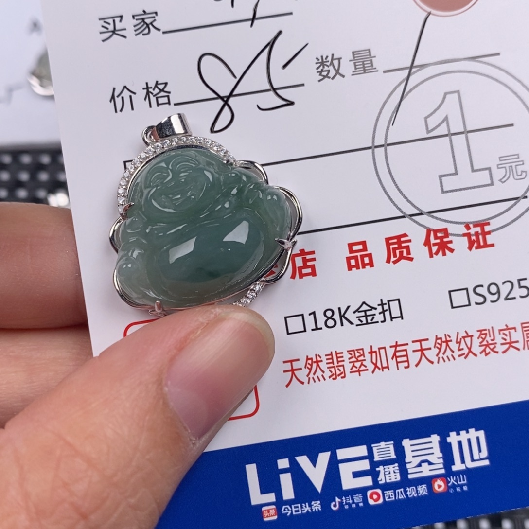 少***群翡翠银S925镶嵌颈饰