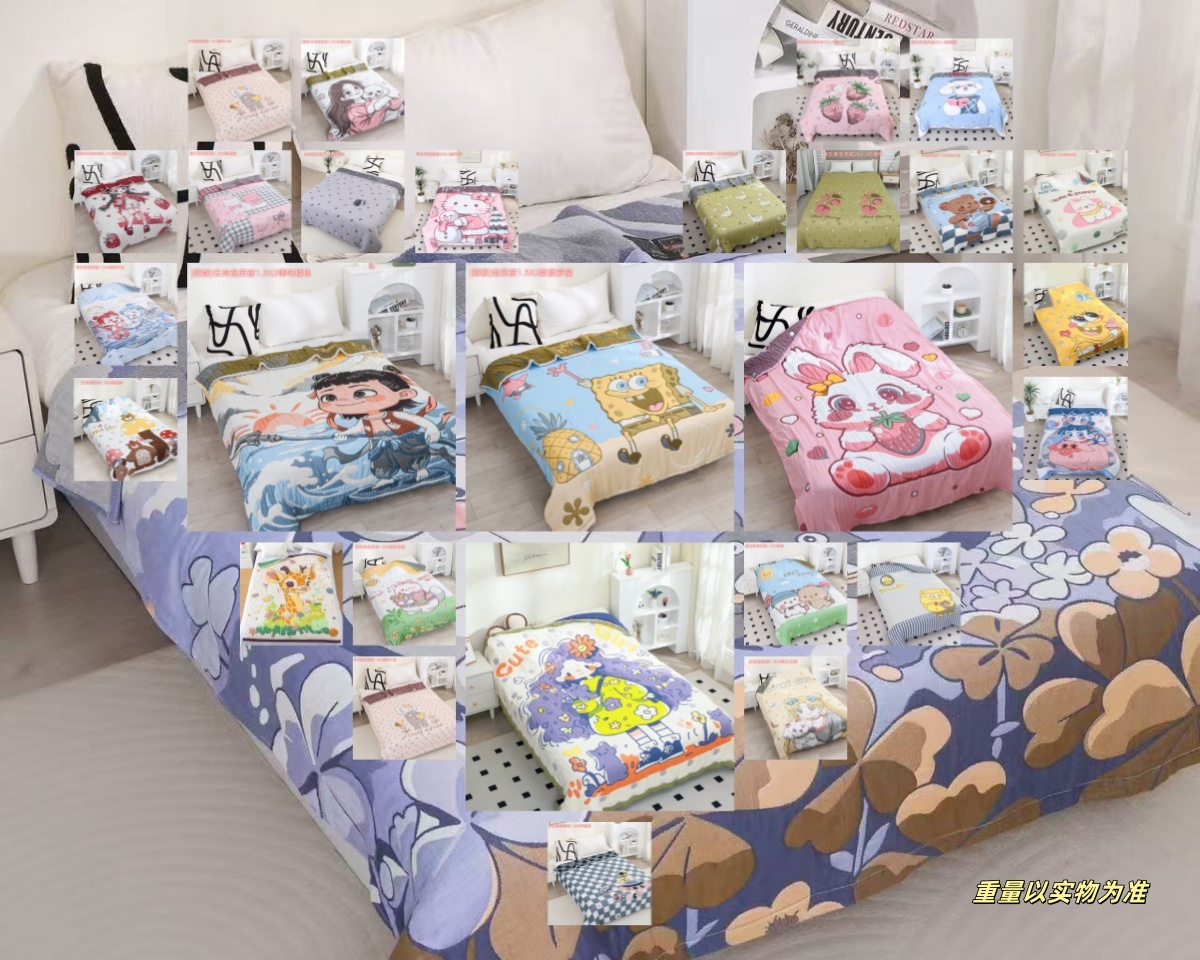 【150*200草莓兔兔】A类纯棉亲肤四季可爱卡通泡芙被