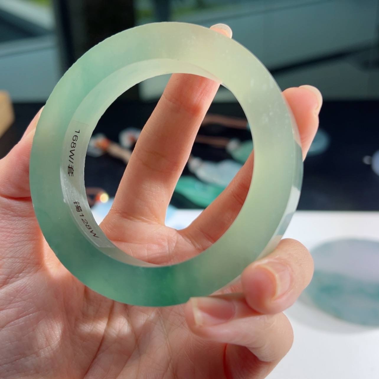 【闪购商品】定制翡翠正圈未镶嵌冰种黄加绿55、56