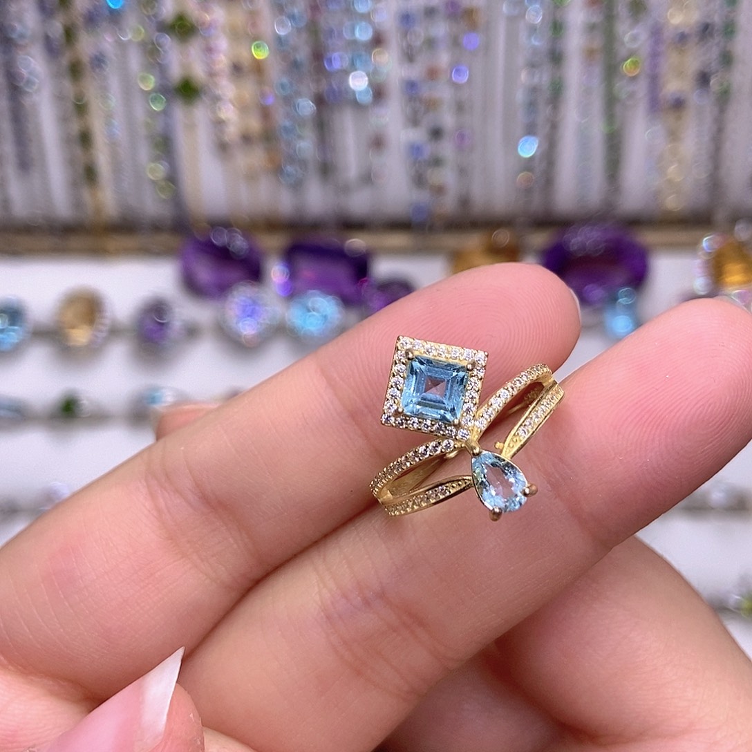 戒指银S925镶嵌托帕石