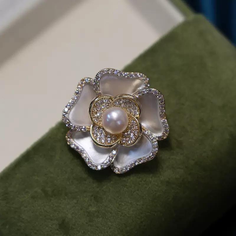 合金胸针 【臻彩山茶花】轻奢时尚百搭优雅精致温柔小香风奢华4174