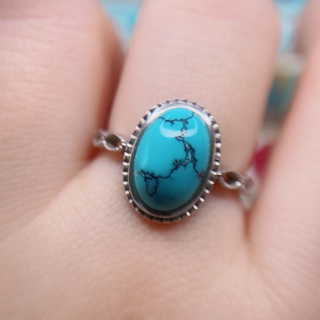 绿松石戒指银S925镶嵌