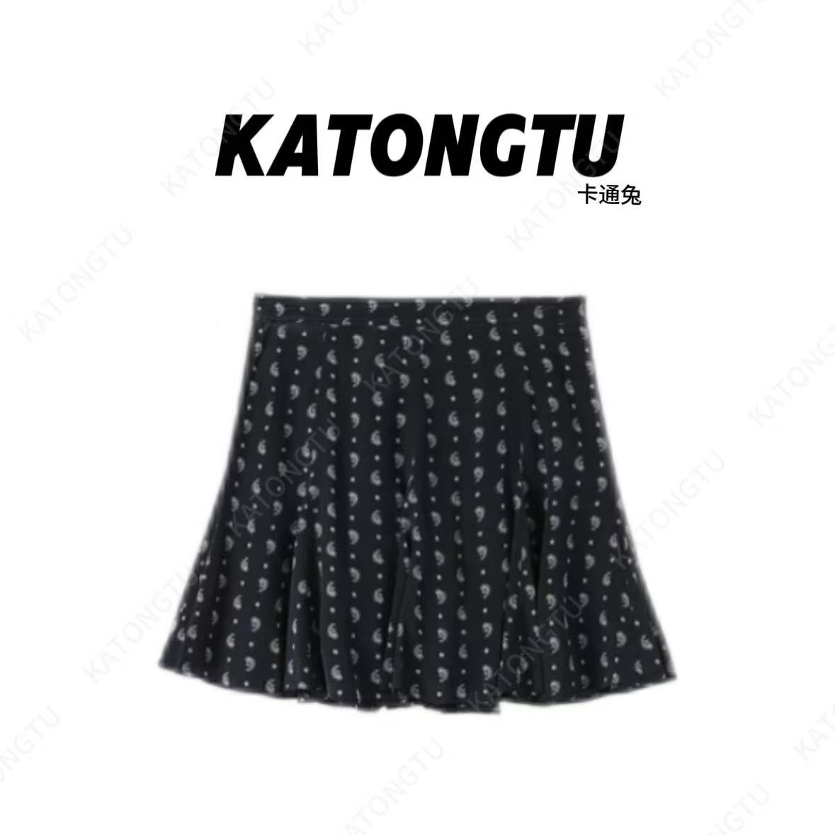 KATONGTU 【腰果花裙】25新款夏季碎花百褶百搭度假半裙 DM2505018