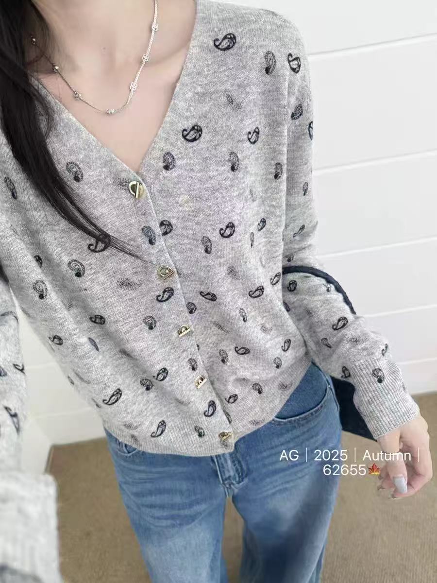 7035【臻炫女装】新款设计V领时尚百搭韩系长袖开衫上衣