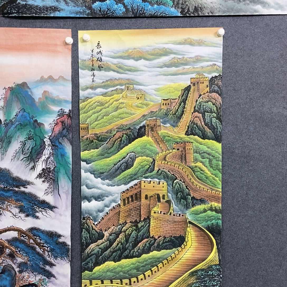 国画四尺长城一副