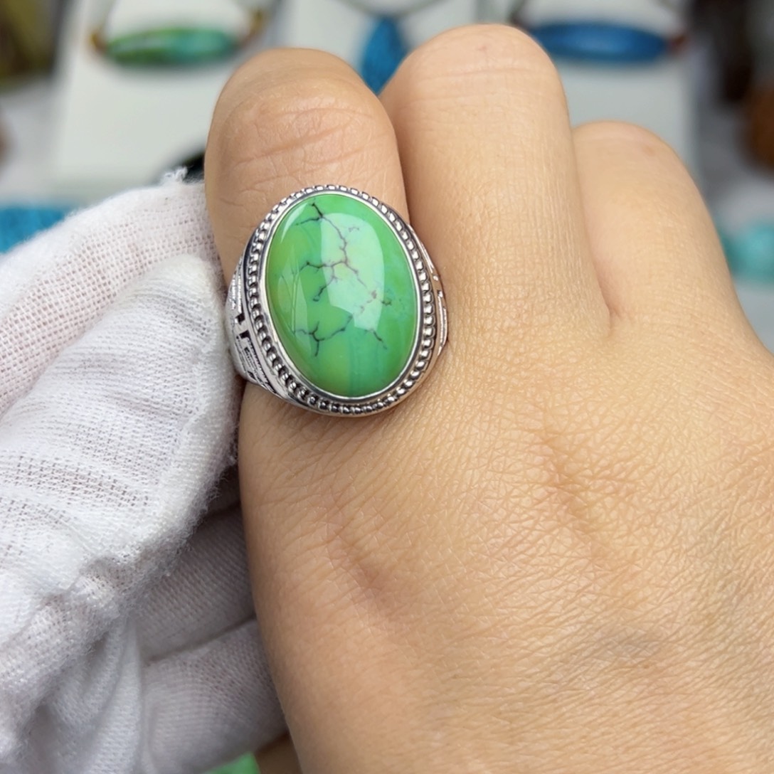 银S925镶嵌绿松石珠宝奇石