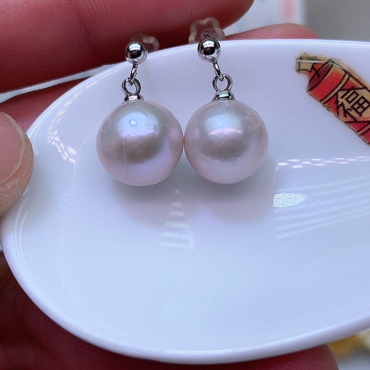 银S925镶嵌耳饰淡水珍珠