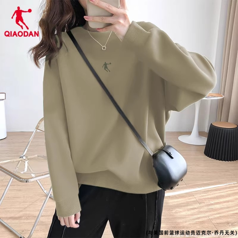 乔丹卫衣女2025冬季新款官方正品纯色慵懒上衣女士长袖宽松运动服