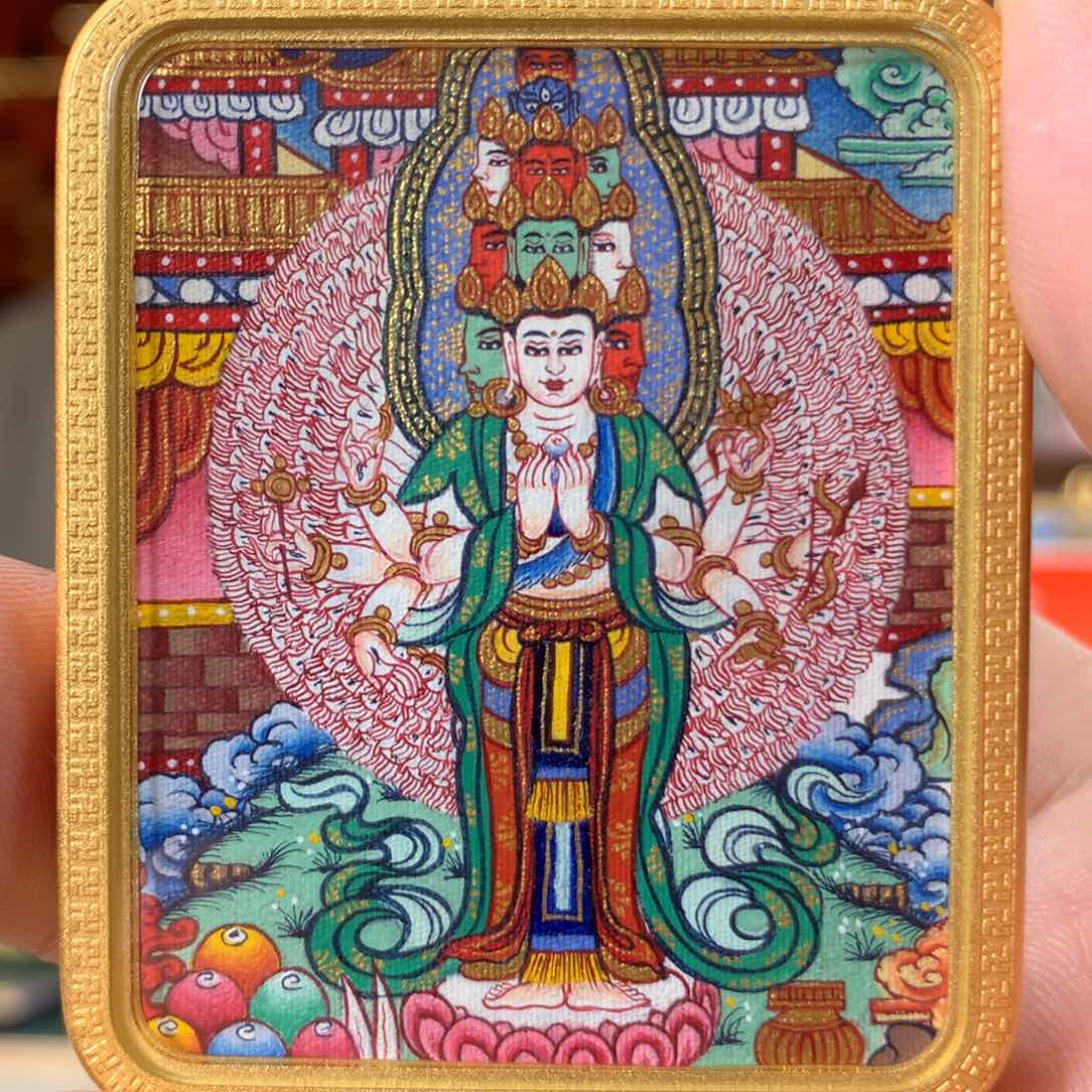 吊坠热贡纯手绘唐卡千手作品