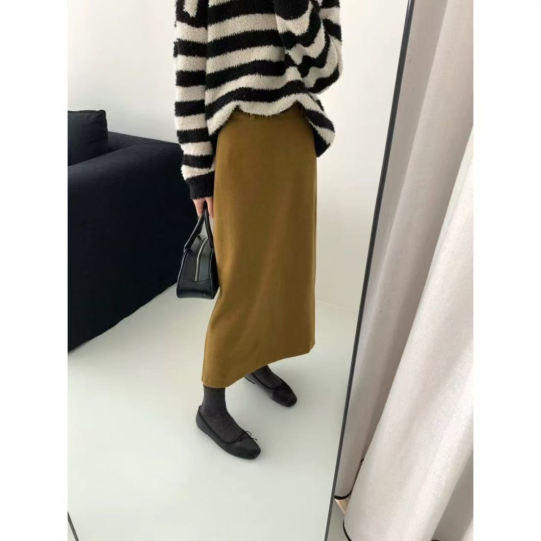 3561 韩系女神高腰长款显瘦半身裙