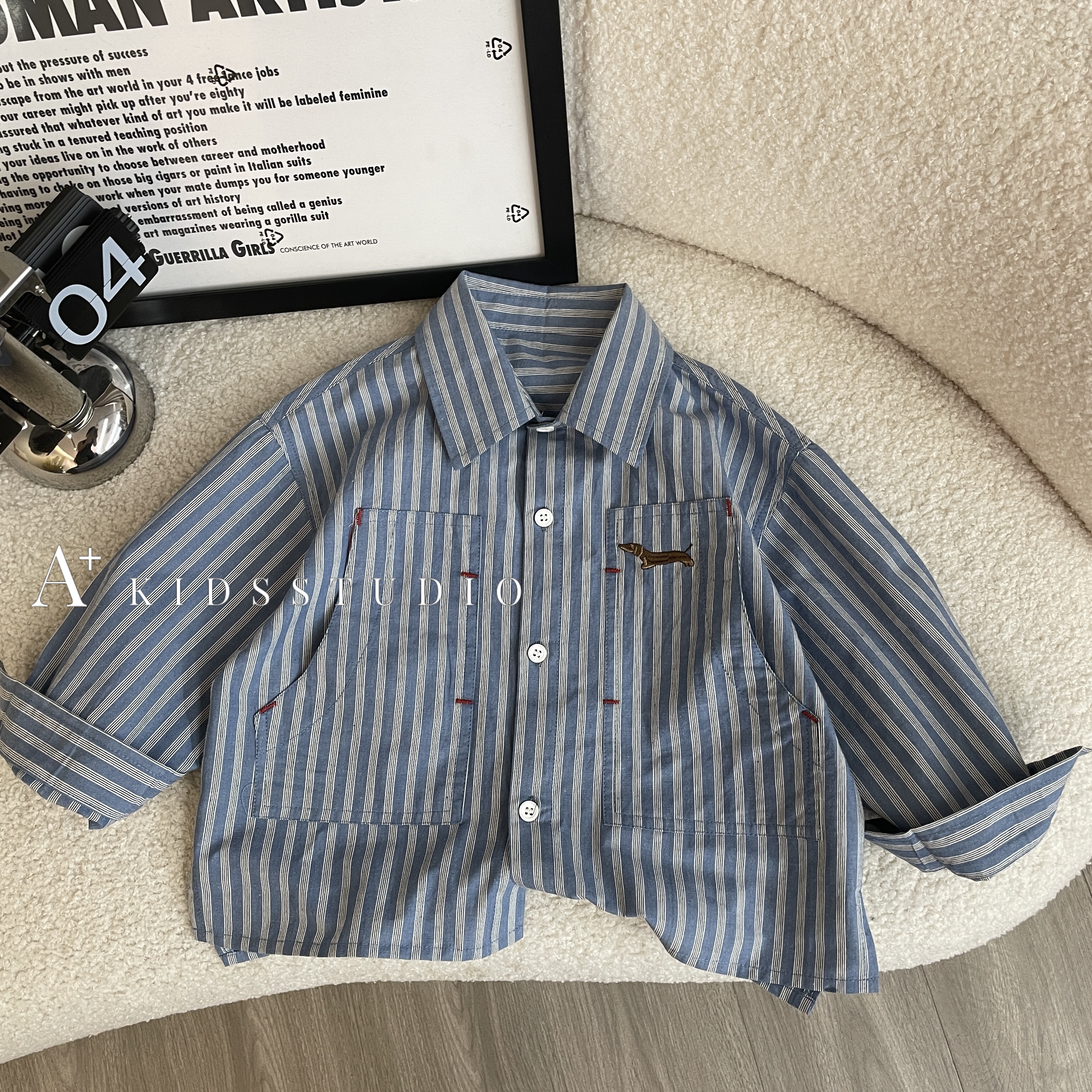 【文文妈】新款秋冬季儿童长袖衬衫百搭韩版条纹男童HYP1848