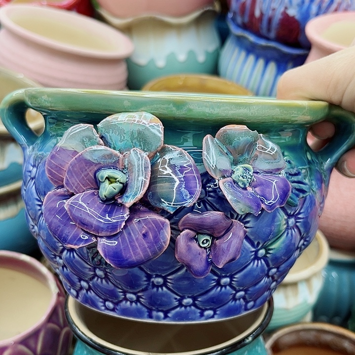 多肉绿植陶瓷花盆9.9包邮，有孔