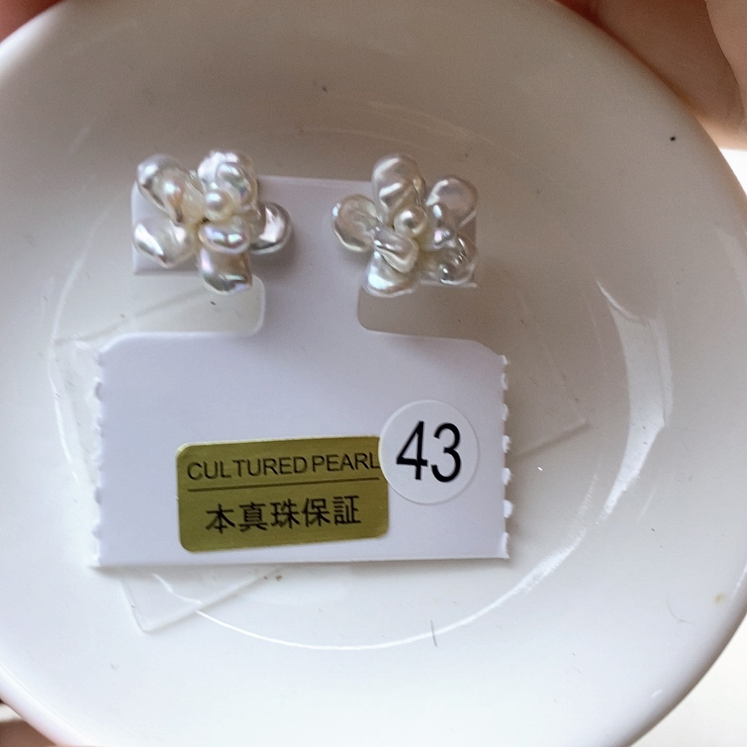 珊***合金耳钉淡水珍珠