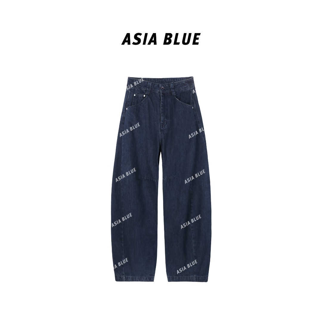 【ASIA BLUE】秋季无弹复古百搭宽松阔腿弯刀牛仔裤W1997