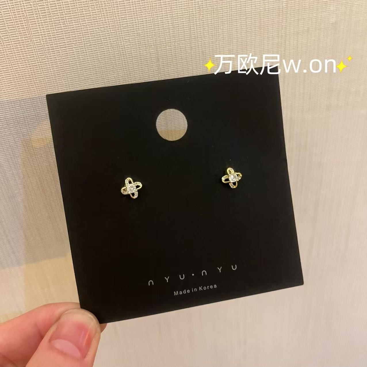 925银合成锆石耳饰 CHANGE x 超迷你四喜耳钉日常养耳气质 主E966