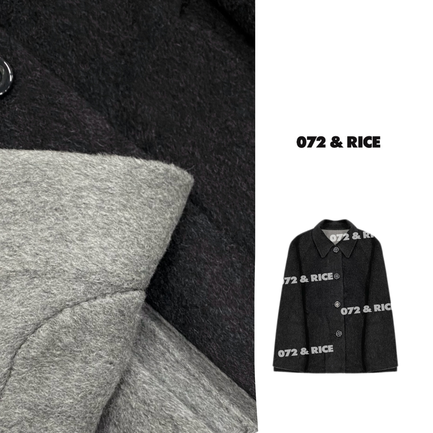 072 & RICE【冬恋短款】100羊毛 秋冬双面穿大衣外套 X88331 FF