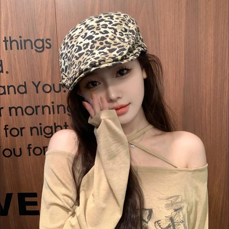 y2k 风贝雷帽覆古豹纹前进帽女夏天个性显脸小辣妹鸭舌亚文化帽子