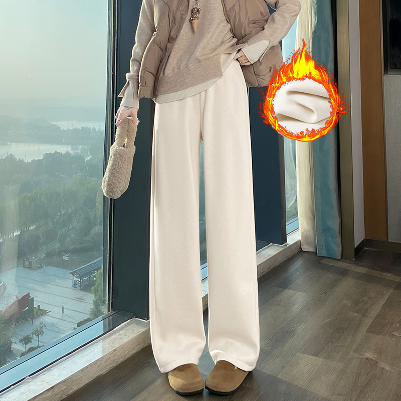 白色阔腿裤女2025秋冬款高级垂感窄版直筒裤女裤爆款休闲裤子2578