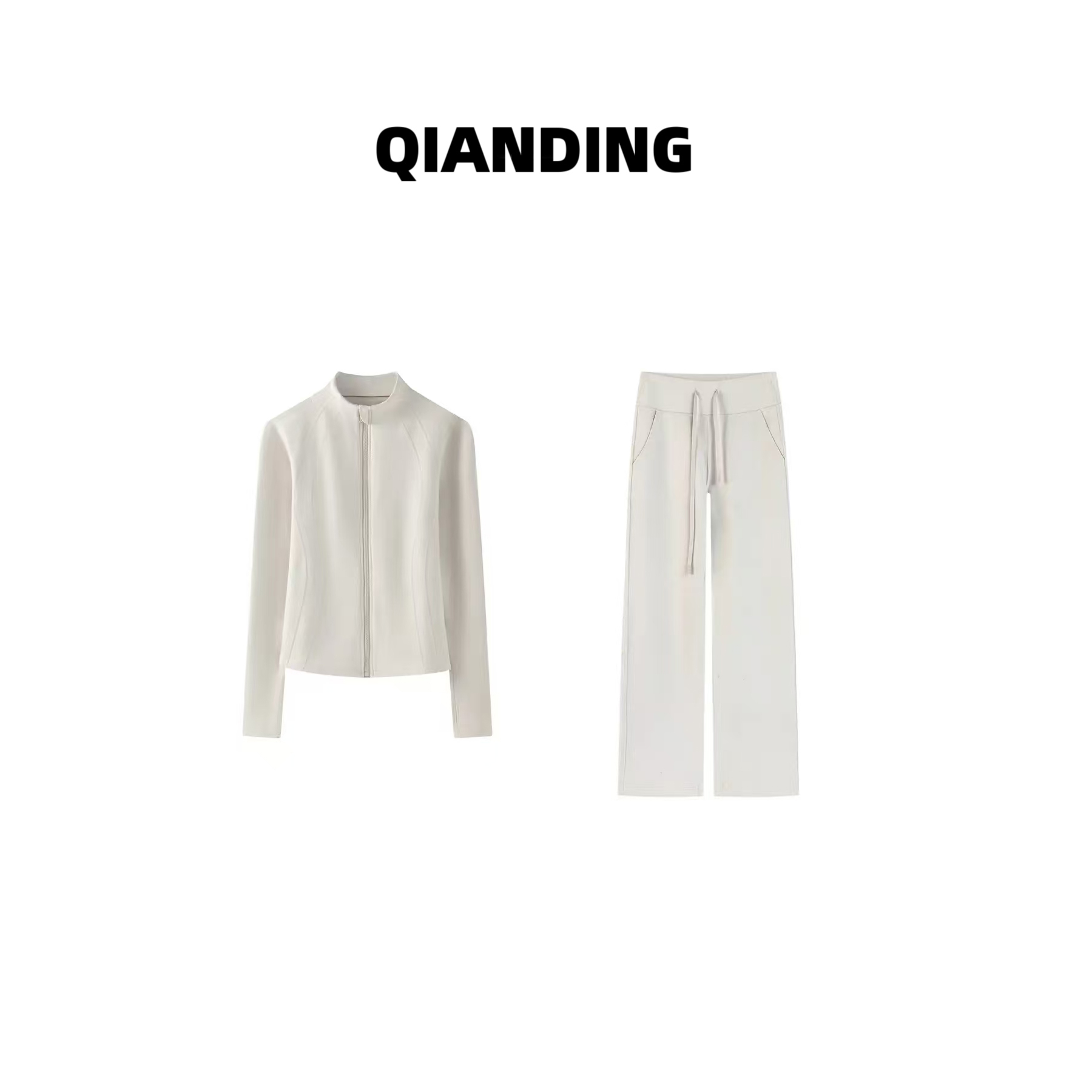  【QIANDING】"羊绒蛋白套装" 极简随性松弛感卫衣套装 253176